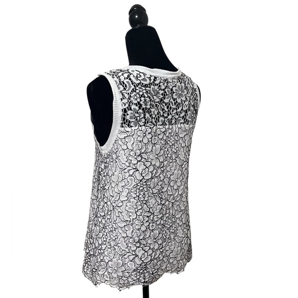 Generation Love White/Black Sleeveless Floral Lace Top Size M - Picture 5 of 10